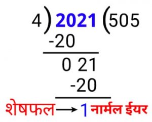 लीप ईयर पता करने का सूत्र