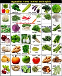 100 Vegetables Name in Hindi and English with Pictures | 100 सब्जियों
