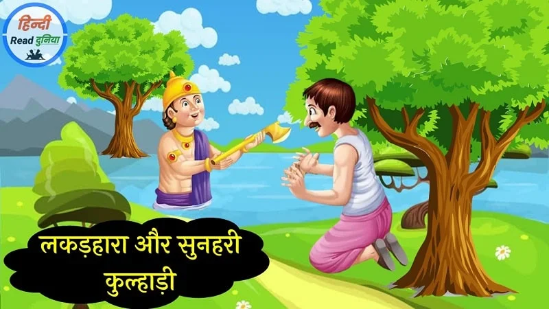 लकड़हारा और सुनहरी कुल्हाड़ी की कहानी: Moral Stories in Hindi in Short