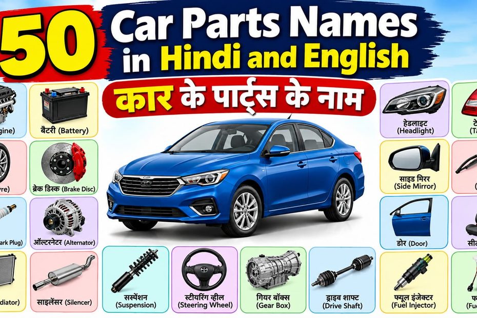 50 Car Parts Names in Hindi and English – कार के पार्ट्स के नाम